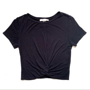 {Sage} Black Twist Front Crop Top